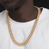 Chains Mans Gold Color Iced Out Necklace Hip Hop Cuban Link CZ Charm Bling Punk Jewelry Micro Paved Gift