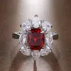 Fedi nuziali JK Luxury Women Ceremony Big Red Cubic Zirconia Noble Lady Party Ring Accessori eleganti Gioielli di alta qualità