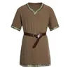 Chemises décontractées pour hommes Hommes adultes Chevalier médiéval Costume de guerrier Tunique Vêtements Norman Chevalier Viking Pirate Saxon LARP Top Shirt Pour