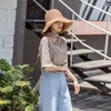 Brede rand hoeden mode dame stro hoed vrouwen zomerzon vizier sunhat panama bot bot bucket cap vrouwelijke vrouw retro strandbassin