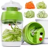 Fruktgrönsaksverktyg 5 in1 Bärbar handhållen spiralisator Vegetabilisk skiva Justerbar spiralskärare med container Zucchini Noodle Maker Spiral Slicer 230511