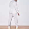 Herrespår 2023 Spring Autumn Mens Suits Casual Cotton Line Loose Solid Color V-Neck Shirt Long Pants Two Piece Set Outfits Man