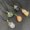 Pendant Necklaces Bohemian Irregular Tribal Jewelry Black Tourmaline Stone Grape Crystal Quartz SunStones Women Ethnic Necklace