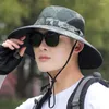 Berets Style Camo Bucket Hat For Men Tie-dye Print 10cm UV Protection Sun Water Proof Jungle Farm Outdoor Hiking Fishing Cap