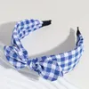 Högklassig tyg Plaid Rabbit Ears Bow pannband mode hårtillbehör Kvinnor Trend Casual Hairband Hair Band Girl Headwear