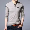 T-shirt da uomo T-shirt da uomo T-shirt a maniche lunghe da uomo Abbigliamento da uomo Moda Casual T-shirt con collo alla coreana classica T-shirt in cotone T-shirt da uomo