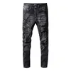 Jeans de créateurs Jean Amirres Denim Hommes Pantalons NOUVEAU US Loisirs Hip Hop High Street Usé Lavé Moucheté Peint Slim Fit Jeans pour Hommes # 698 HX1N