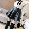 Skirts PU Leather Skirt Women's Autumn Winter A- Line Short Puffy Pleated Umbrella Female High Waist Hip Mini