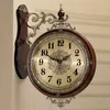 壁時計ヨーロッパスタイルの時計丸いヴィンテージ両面サイドデザインベッドルームorogioパレットハウスデコレーション