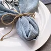 Serviette de table 12pcs Tissu Mariage pour Assiettes Tapis Réglage Servir Cuisine Serviettes Coton Ligne Fête Décoration Découpage Bleu 230511