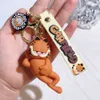 Oranje grappige kat sleutelhanger cartoon koffiekat hanger zachte lijm anime kleine groothandel auto sleutelhanger hanger