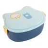 Conjuntos de utensílios de jantar bento caixa de dupla camada infantil lanche lanche almoço de frutas microwavable desenhistas de piquenique