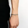 Bracciale a catena in corda intrecciata in acciaio inossidabile color argento per uomo Donna Moda Braccialetti punk con braccialetti per coppie