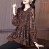 Women's Sweaters Polo Shirts Women Fashion Sexy Lace Blouse Femme Spring 2023 Temperament Loose Tops Autumn Hollow Bottom Shirt Brown Red