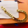 LW BIG Pulsera para hombre pulsera de diseñador de cadena gruesa para mujer Chapado en oro 18K T0P Reproducciones oficiales Pulsera de pareja de tamaño europeo regalo de aniversario 044