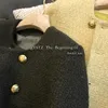 レディースジャケット秋の女性用ツイードジャケットウールダブル胸ショートコートソリッドカラーカサコsmlxl