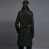 Long Woolen Overcoat for Men Autumn and Winter Clothing Double Breasted Coat Retro Europe Trend Wool Trench Black Green