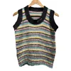 Damestanks Noordse GA2023 Leer- en zomerproduct Kleurblokkering Stripe U-Neck Mohair Blended Breened Vest Women 31227