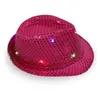 Chapeaux de fête Led Jazz Clignotant Light Up Fedora Caps Sequin Cap Déguisement Danse Uni Hiphop Lampe Lumineux A0301 Drop Delivery Accueil Gar Dhimh