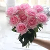 Flores decorativas grinaldas 15pc Touch Real Rose ramificador de rosa Latex Artificial Decor Bouquet Decor Home Wedding Party Day Day Birthday Gift Fake 230510