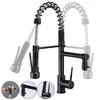 Kökskranar Sink Faucet Dual Spout 360 graders rotation Spring Down Sprayer Deck monterad och kallt vattenblandare TAPS Torneira 230510