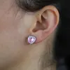 Dangle Chandelier Fashion Square Heart Shaped Iced Out Bling Pink Cubic Zirconia Pierced Earrings Elegant Simple Girlfriends Women Jewelry 230511