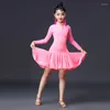 Sahne Giyim Çocuklar Kız Altın Velvet Latin Elbiseler Jimnastik Dans Giyeri Yarışması Dans Kostümü Çocuk Balo Salonu Dans Elbisesi Kızlar İçin