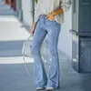 Jeans femme 2023 Flare femmes Vintage Denim pantalon mode Stretch poche pantalon décontracté ample droite Streetwear large