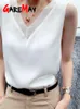 T-Shirt Women's Black Blouses Summer Elegant Tunic Vintage Office Satin Silk Blouse Basic Chiffon Tops Shirt 2023 For Women