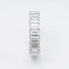 Fina smycken Sterling Silver S925 Emerald Cut VVS Moissanite Diamond Hip Hop Jewelry Band Ring