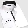 Herren-Freizeithemden, langärmeliges Hemd mit Button-Down-Kragen, formelle Business-Hemden, koreanische Mode, schmale Passform, Designer-Schwarz