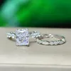 Vintage Moissanite Diamond Ring Sets 100% Real 925 Sterling Silver Engagement Wedding Band Ringen voor dames bruids set sieraden