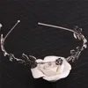 Hårklämmor Barrettes Simple Red Rose Flower Bands Antika Leaf Crown Accessories Bride Wedding Tiaras Jewelry