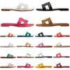 Diseñador H Palabra Sandalias para mujer Zapatillas de playa Zapatillas de piel de cocodrilo Chanclas de cuero Tacones atractivos Señoras Sandali Diseños de moda Zapatillas de zapatillas de color naranja 35-42