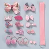 Hårtillbehör 18st Clip Set Tobarn Girl Princess Style Color Matching Bow Flower Animal Bands Children Hairpin Presentlåda