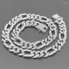 Chains Men's Punk Rhinestone Hip Hop Jewelry 13mm Three Short One Long Cuban Chain Splicing Hiphop Necklace