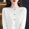 Women's Sweaters One-line Ready-to-wear Simple Spring Wool Knitted Cardigan Soft And Breathable Female Osmanthus Needle Sweater Coat2023