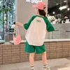 Sets Suits Baju Anak Laki laki Bayi Perempuan Korea T shirt Motif Beruang Kartun Junior Musim Panas Celana Pendek Olahraga Pakaian Santai Anak anak 230510