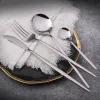 Golden Silver Western Dinnerware Durable Stainless Steel Flatware Knife Fork Soup Dessert Ice Cream Spoon Teaspoon Cutlery Tableware