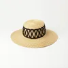 Berets zomerhoeden voor vrouwen retro platte hoed rand handgemaakte raffia straw dames buiten zonbeveiliging strand