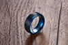 Trouwringen koepelvormige tweekleurige zwart blauw wolfraamcarbide voor mannen band alliantie mannelijke mode sieraden hand vinger ring 8mm