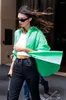 Damenblusen Europäisches und amerikanisches einfaches modisches 2023 grünes Silhouette-loses Baumwollhemd