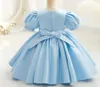 Girl Dresses Summer Baby Puff Sleeve Toddler Clothes For Birthday Christening Cute Bow Born Childhood 0 To 5 Year