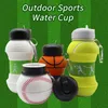 550ml Foldable Football Kids Water Bottles Portable Sports Water Bottle Football Soccer Ball Shaped Water Bottl Silicone Cup