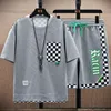 Chándales de los hombres 5XL traje deportivo de los hombres grandes Moda coreana de la calle Camiseta pantalones cortos Conjunto de dos piezas Hombres cuello retro top ropa de diseñador hombres 230511