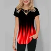 Women's T-Shirt Women Gradient V Neck Short Sleeve T-Shirt Ladies Casual Loose Top Summer Blouse High Quality Clothing S-2XL For Free Shipping P230511