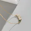 Łańcuchy różowe s925 srebrne srebrne 18 -karne złoty naszyjnik samica niszowa design cyrkon proszek jadeile inss