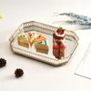 Tallrikar Portable Vintage Glass Mirror Tray Home Decorative Desktop Storage Plate Fruit Smycken Display