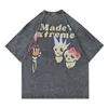 Vintage ponadgabarytowa koszulka Y2K Hip Hop Skull Skeleton Letter Print Ufrane tshirt streetwear Men Harajuku punk gotycki top rock