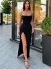 Sexy Skirt Nibber red black year christmas party long dresse spring Basic bodycon lace up stretch Slim midi femme 230511